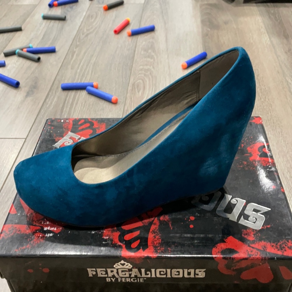 Teal wedges. Not to high so these are comfy